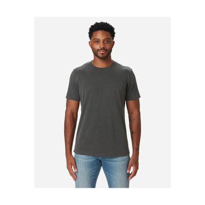 Men's Supima SS Crewneck Tee in Carbon by Ace Rivington, shown in a close-up of the soft cotton fabric and classic fit.