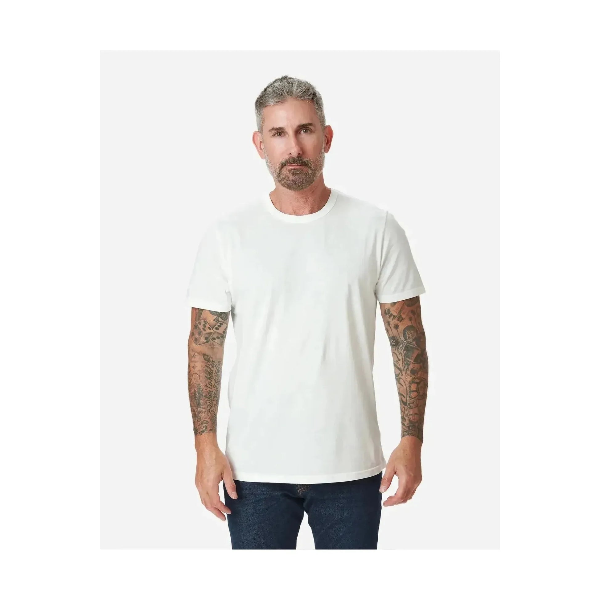 Men's Supima SS Crewneck Tee by Ace Rivington in chalk, featuring a soft, lightweight cotton fabric and classic crewneck style.
