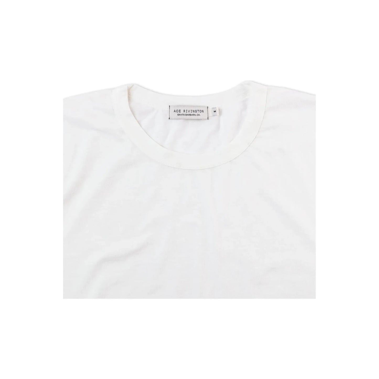Men's Supima SS Crewneck Tee by Ace Rivington in chalk, close-up showing soft cotton fabric and classic crewneck design.
