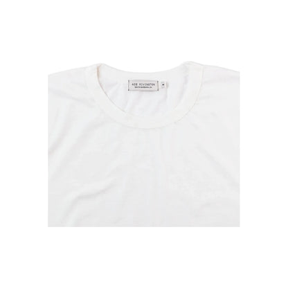 Men's Supima SS Crewneck Tee by Ace Rivington in chalk, close-up showing soft cotton fabric and classic crewneck design.