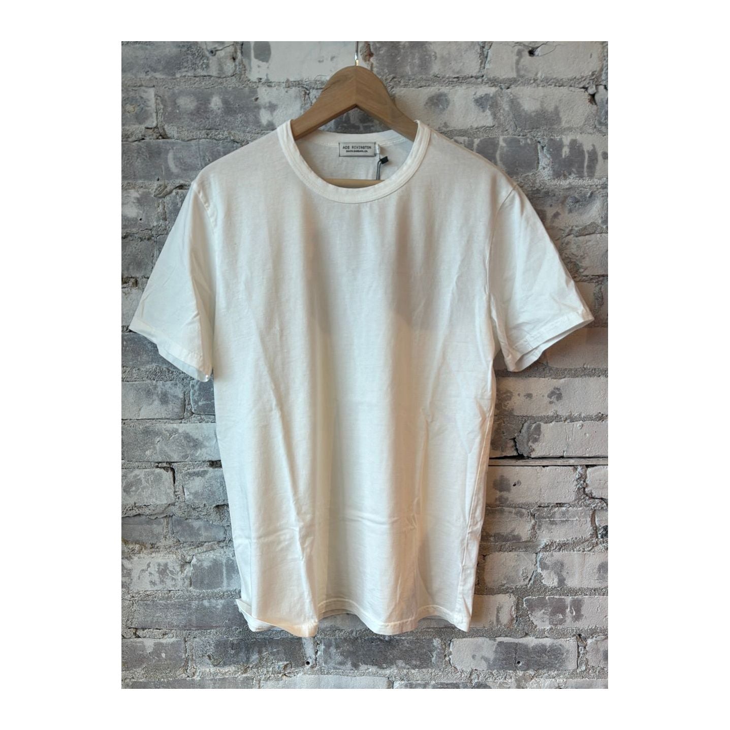 Men's Supima SS Crewneck Tee by Ace Rivington in chalk, showing a classic short-sleeve crewneck shirt with a smooth fabric texture.