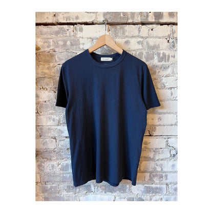 Men's navy Supima SS Crewneck Tee by Ace Rivington, showing the soft cotton short-sleeve T-shirt laid flat.