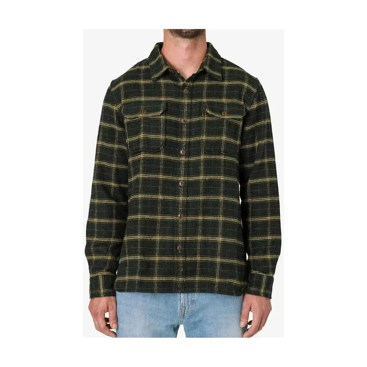 Men's utility flannel shirt by Ace Rivington in Forest Hound pattern, featuring a rugged, casual design with button-up front and chest pockets.