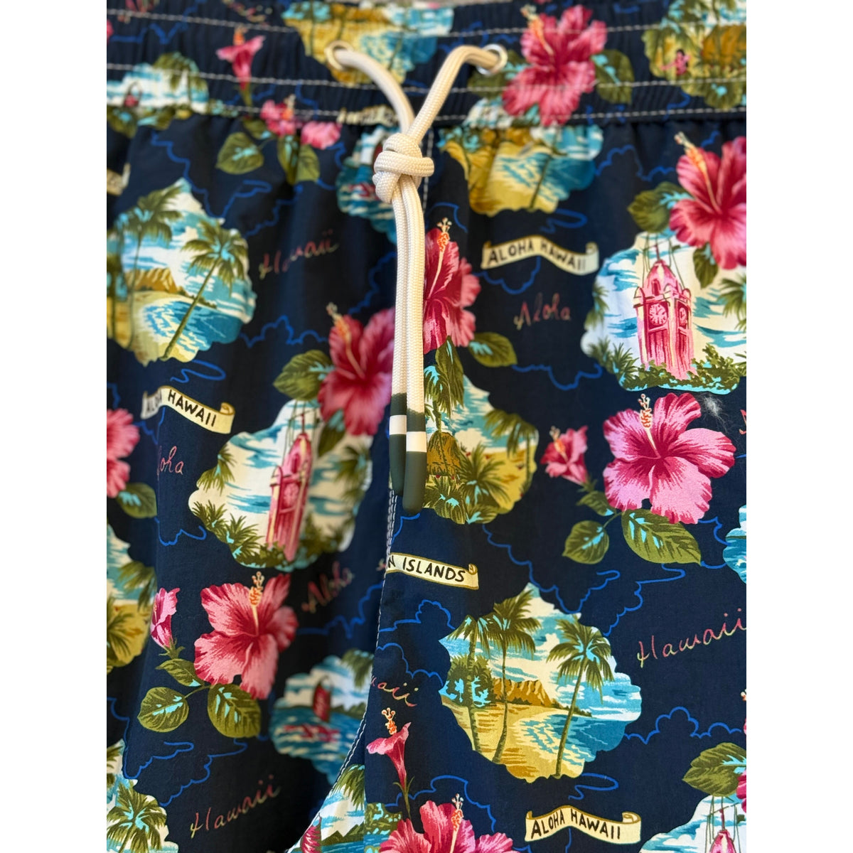 Hartford Men's "Aloha" Nylon Woven Swimshort - Navy Dark Slate Gray