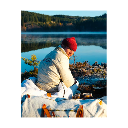 Men's Downtown Cotton Jacket by Amundsen in natural color, shown with front view and detailed fabric texture.