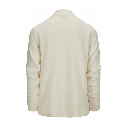 Men's Amundsen Hut Half Zip in oatmeal, soft fleece fabric with a half-zip neckline and comfortable fit, ideal for outdoor layering.