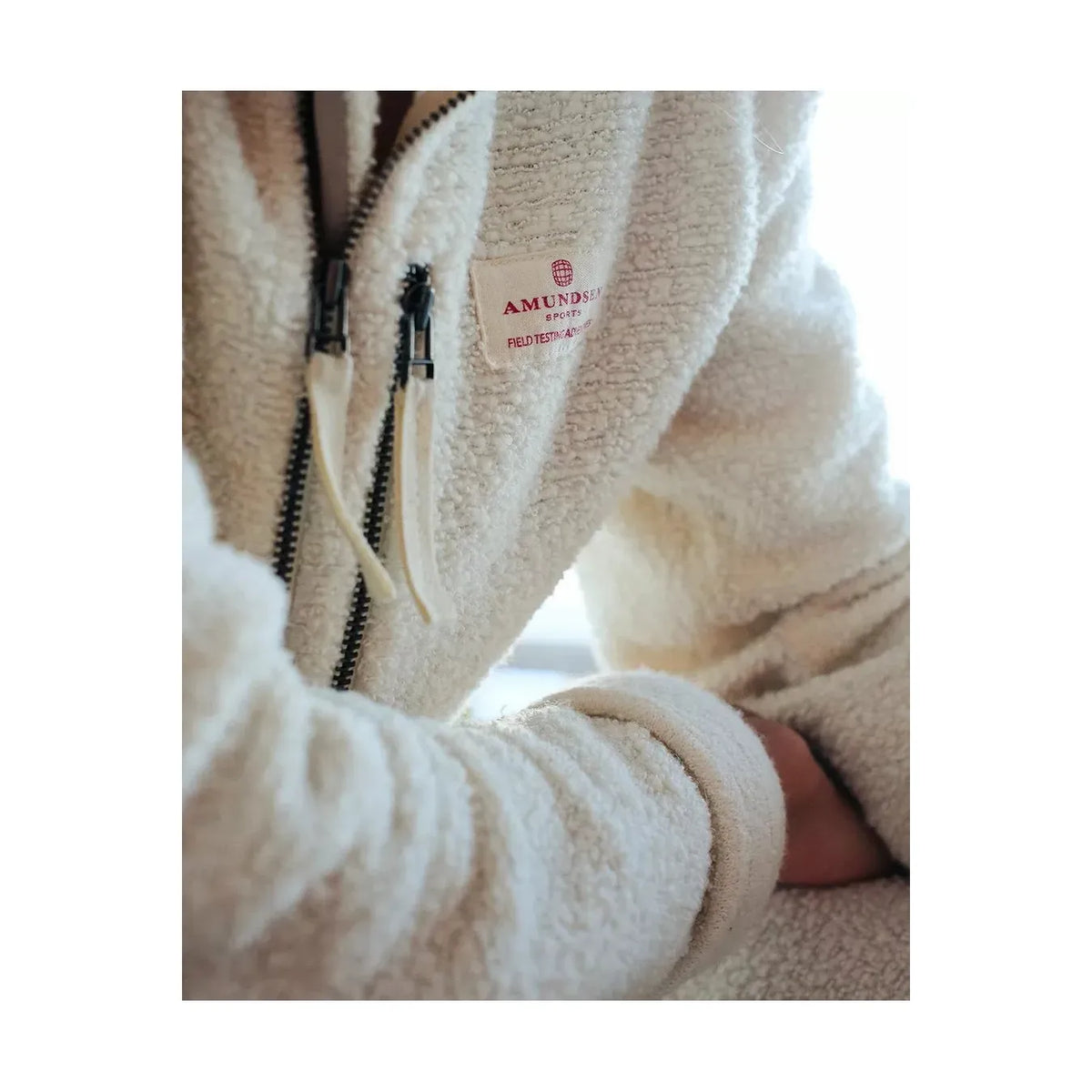 Men's Amundsen Hut Half Zip in oatmeal, showcasing the cozy, lightweight fleece with a half-zip neckline and casual fit.