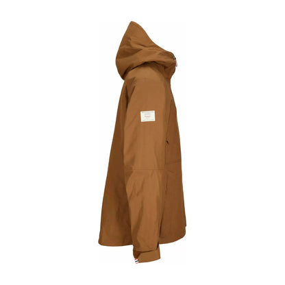 Men's Amundsen Vidda Jacket in camel color, showcasing the durable, stylish outdoor jacket with a hood and front zipper.