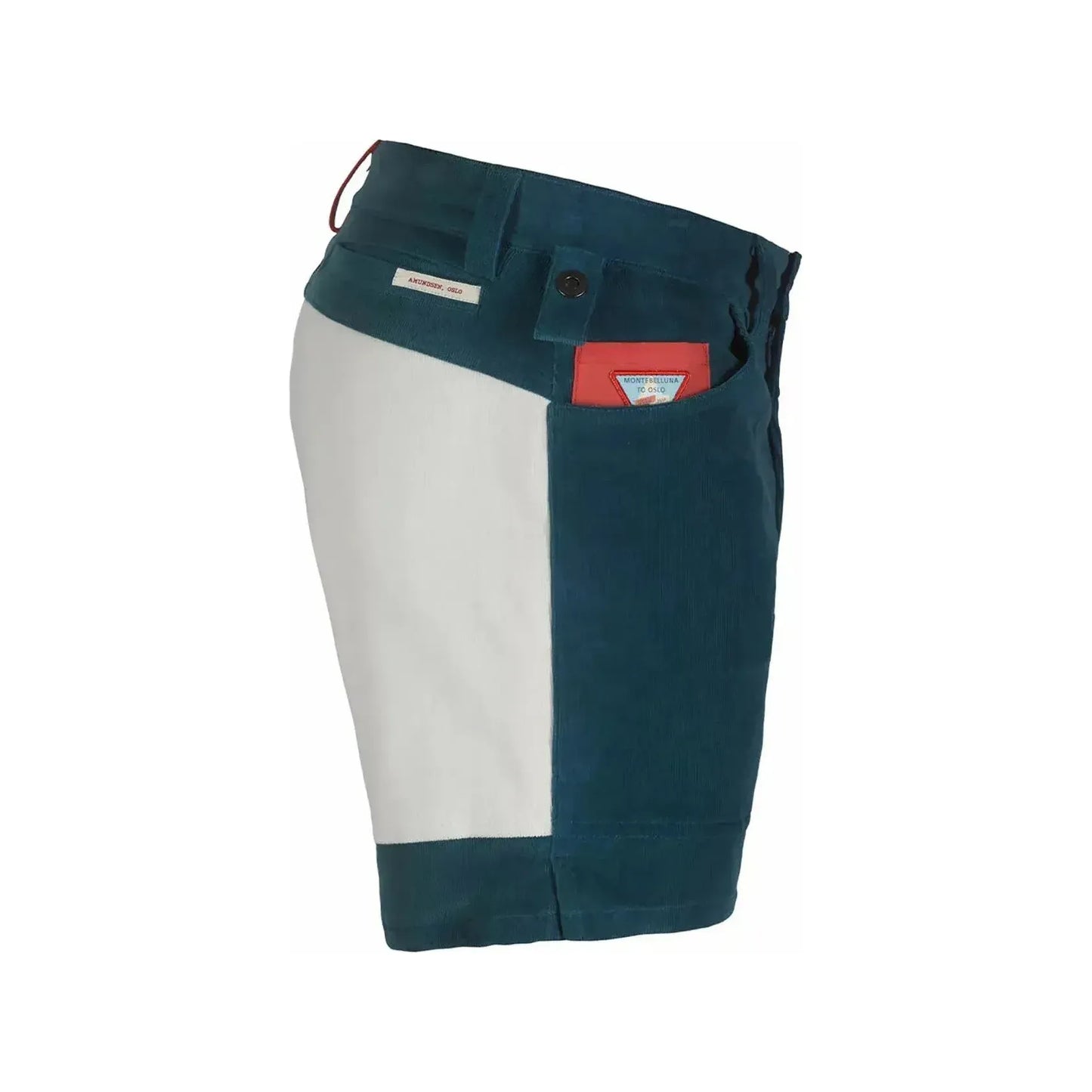 Women's Amundsen Concord Shorts in Elemental Blue and Natural, 7-inch inseam, casual fit, lightweight fabric, front and back view.