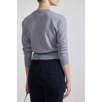Women's Marston Slim Corduroy Pant in Midnight by Apiece Apart, featuring a close-up of the dark navy corduroy fabric and tailored fit.