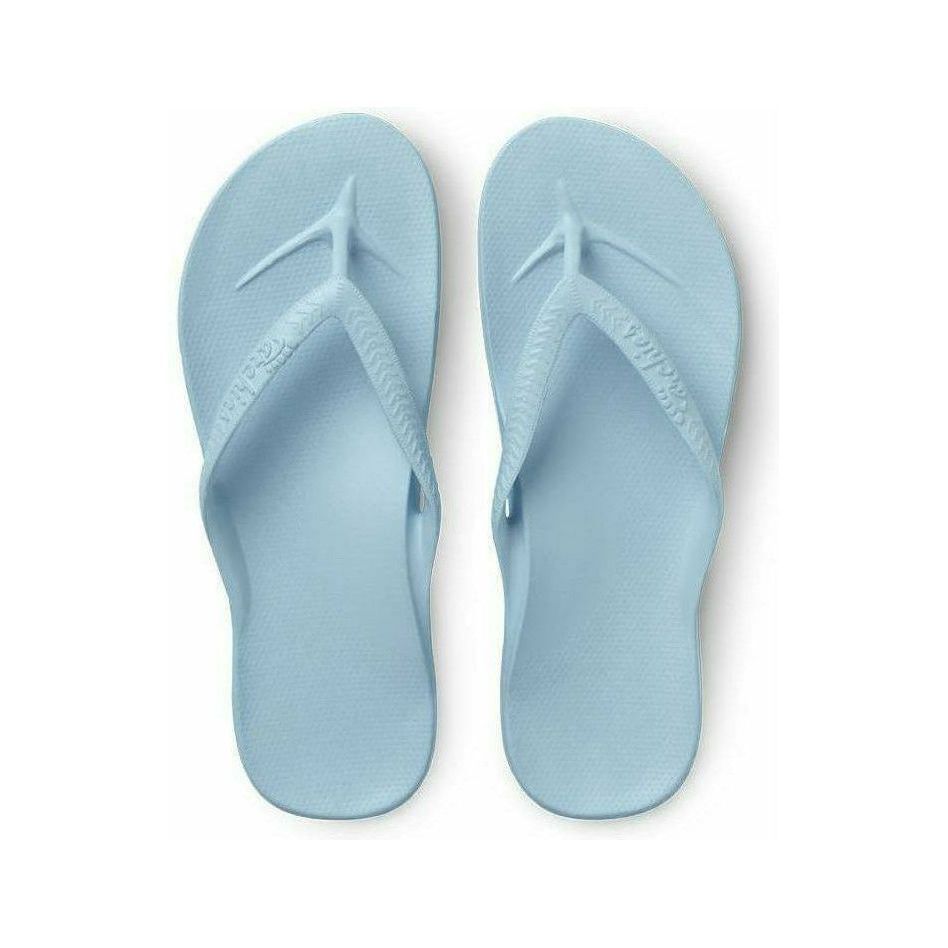 Sky blue Archies M9/W10 footwear flip-flops with arch support, featuring a comfortable design and casual style.