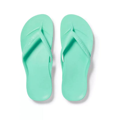 Mint Archies M6/W7 footwear with arch support flip-flops featuring cushioned soles and comfortable straps.