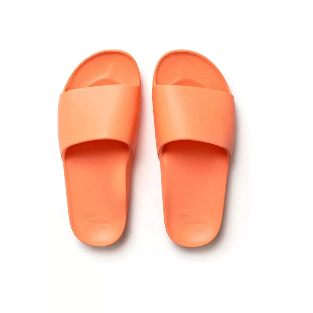 Archies men's peach footbed slides with arch support, featuring a comfortable strap and casual design for everyday wear.