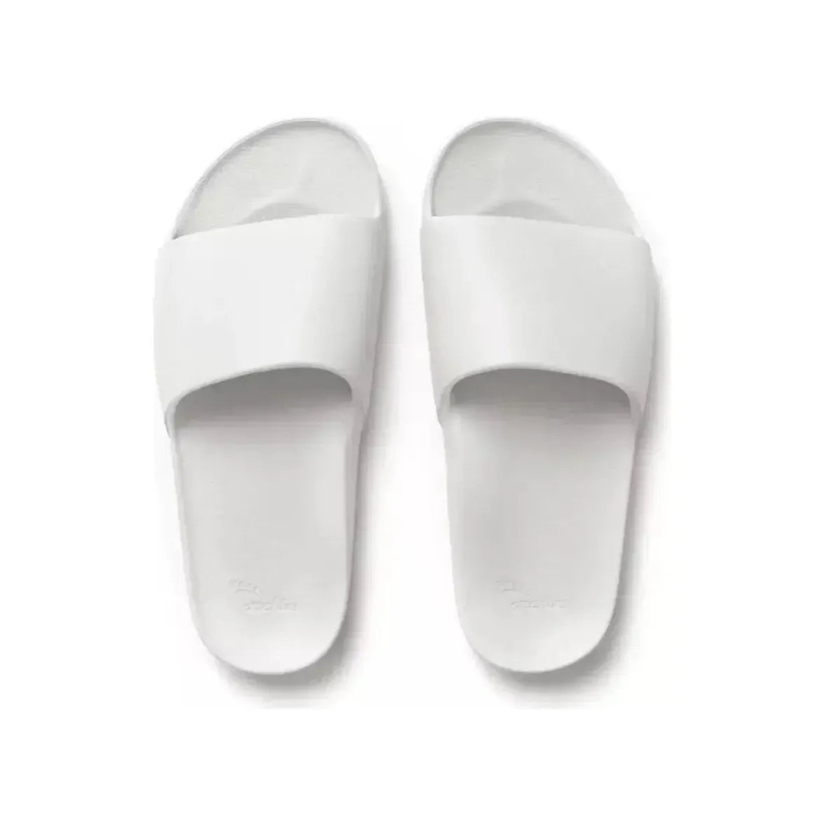 White Archies men's and women's arch support slides footwear with comfortable straps and cushioned soles.