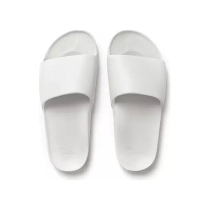 White Archies men's M6/W7 arch support slides footwear with cushioned straps and durable soles.