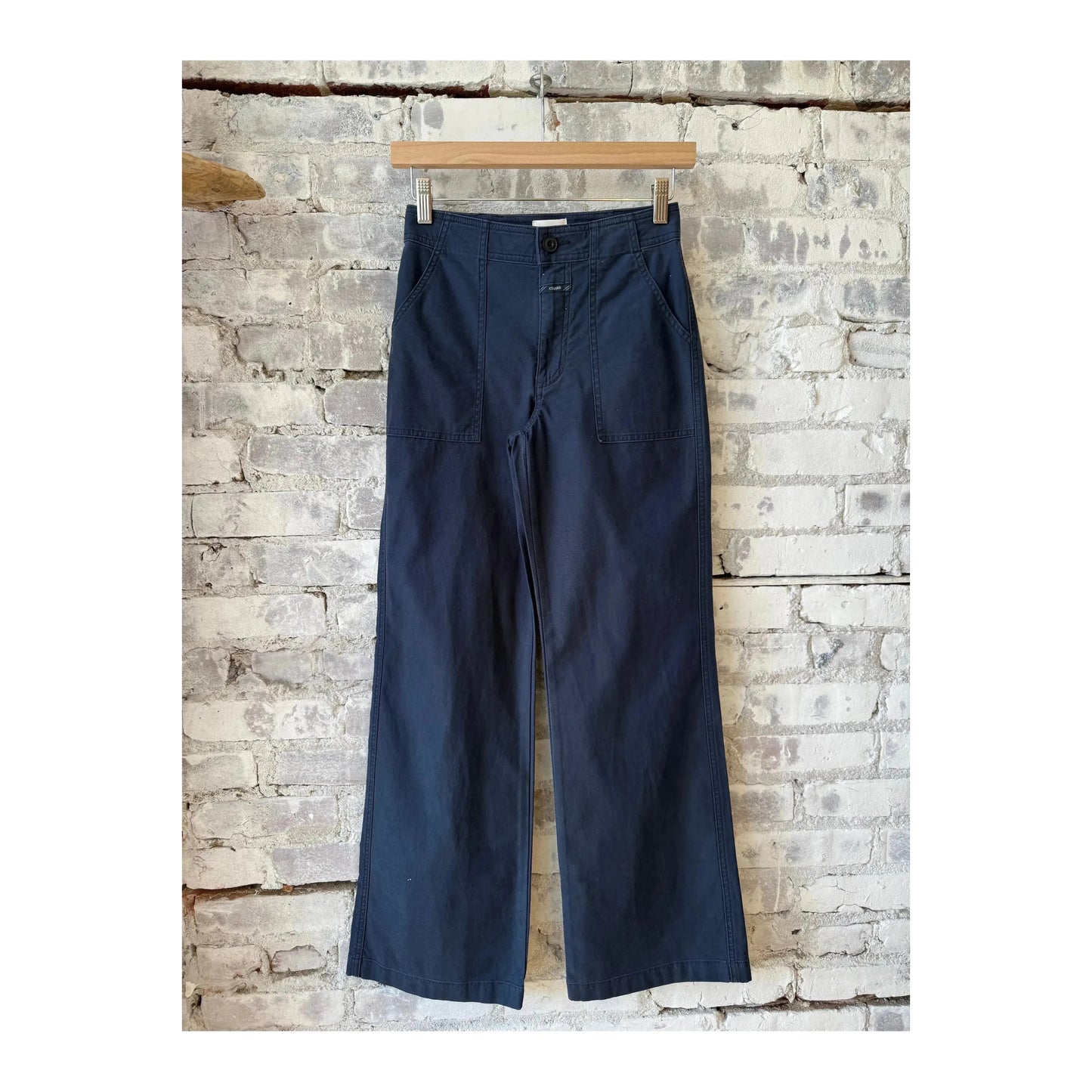 Dark Night Aria Flared Chino Pant for women by Closed Women's, showcasing the stylish flared design and rich dark color.