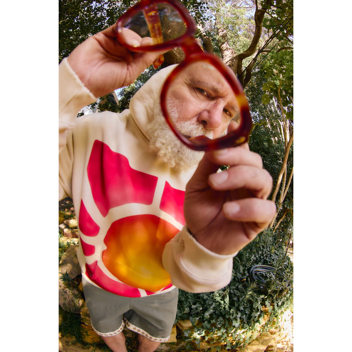 Men's Artscape Airbrush Hoodie in Cloud by MONOSTERO featuring a soft, artistic cloud design on the front.