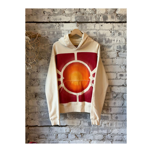 Men's Artscape Airbrush Hoodie by MONOSTERO featuring a cloud-inspired design in vibrant colors.