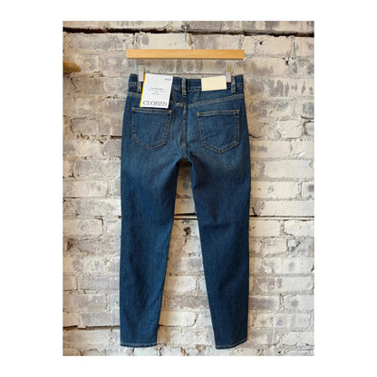 Closed Women's Baker Skinny Jean in dark blue denim, fitted silhouette with classic five-pocket design and subtle stitching.