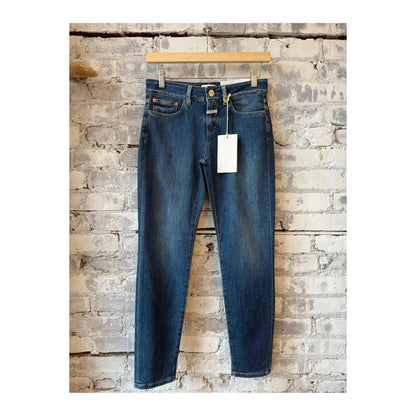 Dark blue Closed Women's Baker Skinny Jean for women, showing fitted denim style with classic five-pocket design.