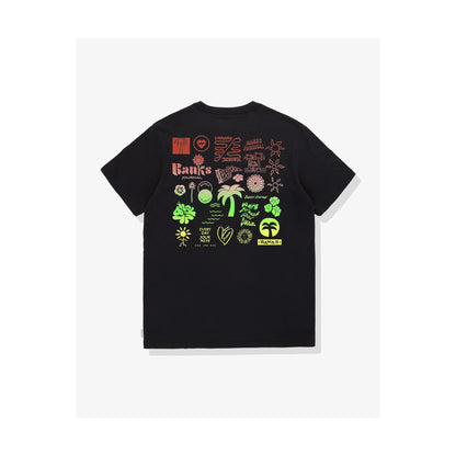Black men's Reference Faded T-Shirt by Banks Journal, showing a relaxed fit with distressed, faded fabric detailing.