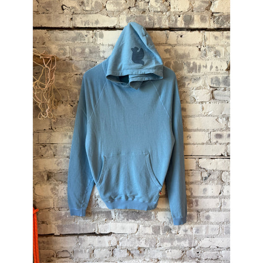 Women's Freecity BASICGOODNESS LT Terry Fluff Hoodie in Bluefluffy Cloud, soft and cozy with a plush terry fabric and hood design.