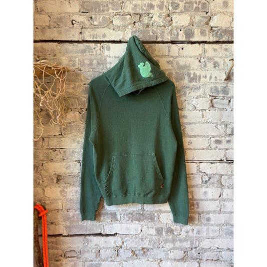 Women's BasicGoodness LT Terry Fluff Hoodie by Freecity in Eatgreen, featuring a cozy terry fabric and relaxed fit.