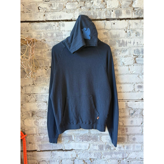 Women's Freecity BASICGOODNESS LT Terry Fluff Hoodie in Moonshrooms Blue, showing the cozy, terry fabric and mushroom-themed design.