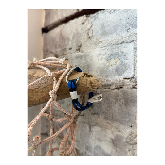 Black and blue Nautical Fish Hook bracelet from Mystic Knotworks featuring maritime-themed jewelry design.
