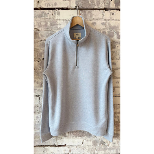 Men's Bobby Cashmist Fleece 1/4 Zip in Light Blue Heather by Surfside Supply, showing the fleece's soft texture and quarter-zip design.