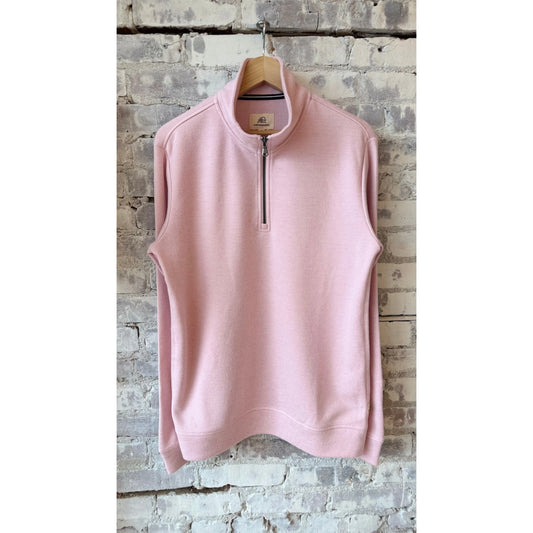 Men's pink heather fleece 1/4 zip by Surfside Supply, featuring a comfortable Bobby Cashmist design and casual fit.