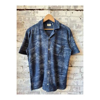Men's Hartford Bouclette Knit Polo in cobalt blue, featuring a classic collar and textured knit fabric.