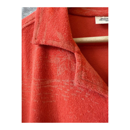 Men's Hartford Bouclette Knit Polo in terracotta, featuring textured knit fabric and a classic polo collar.