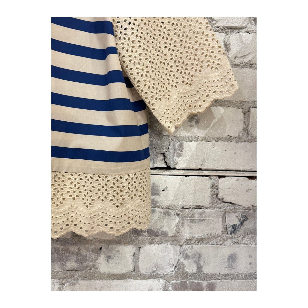 Hope For Flowers women's Breton stripe blouse featuring classic navy and white horizontal stripes, long sleeves, and a relaxed fit.