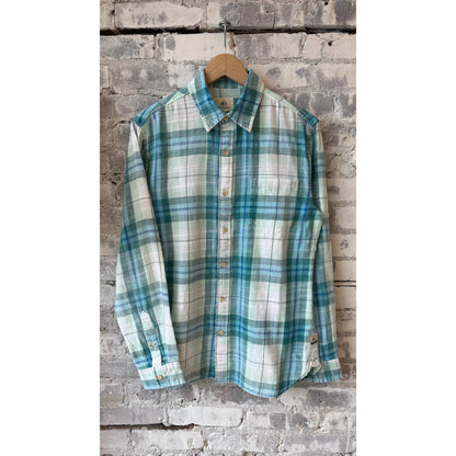 Men's Brian Twill Plaid Shirt in blue combo by Surfside Supply, featuring a classic plaid pattern and button-up design.