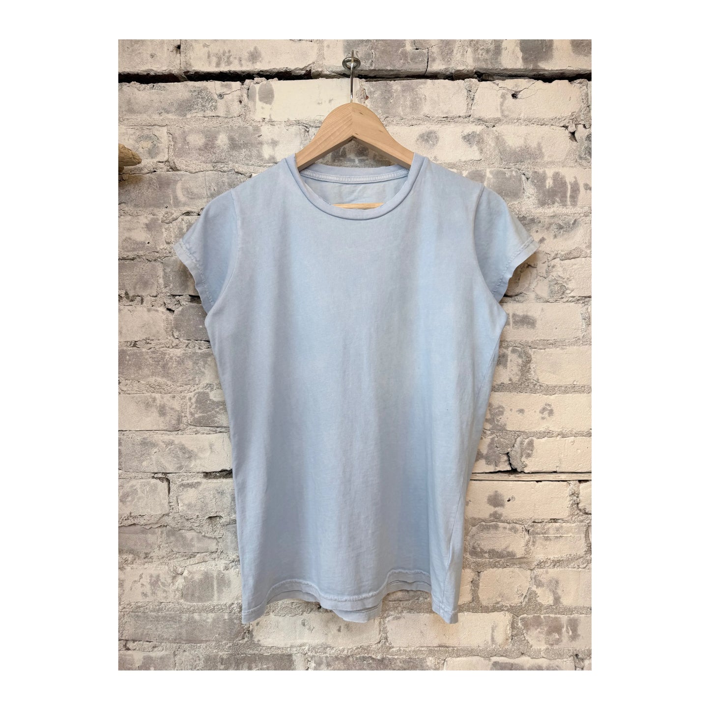 Women's blue vintage-inspired T-shirt by Freecity featuring the CanyonKid Circa 1972 SuperVintage Powder design.