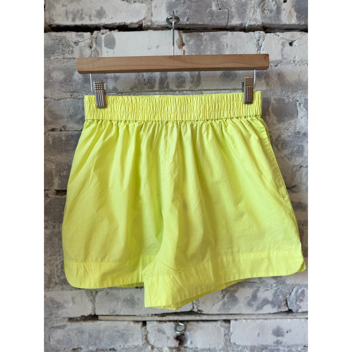 Women's Chiara Shorts in Sunny Lime by LMND, vibrant lime-colored casual shorts displayed on a white background.