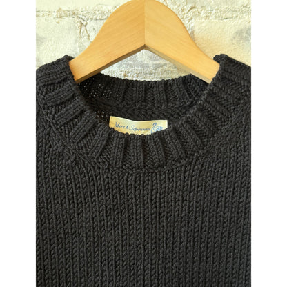 Merz B. Schwanen Chunky Merino Wool Sweater - Deep Black Dark Slate Gray