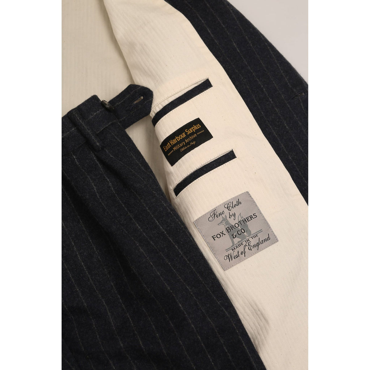 East Harbour Surplus Clarence Wool Sport Jacket - Navy Chalk Stripe Black