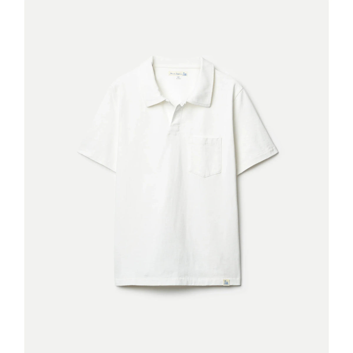 Men's white cotton jersey polo shirt by Merz B. Schwanen with short sleeves, classic fit, and ribbed collar.