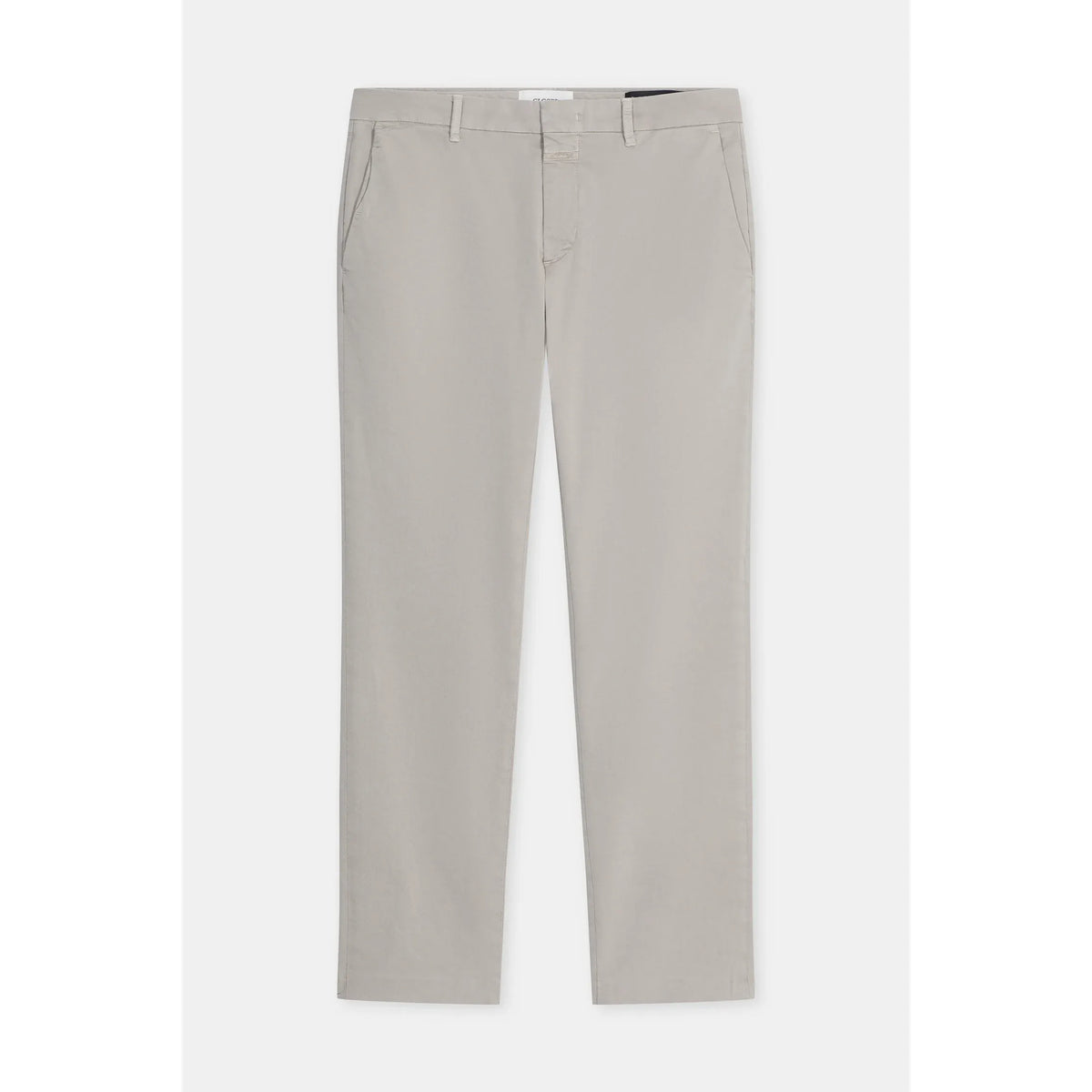 Men's Clifton True Slim Pant in Mud Grey by Closed Men's, showing slim fit style with front and back pockets.