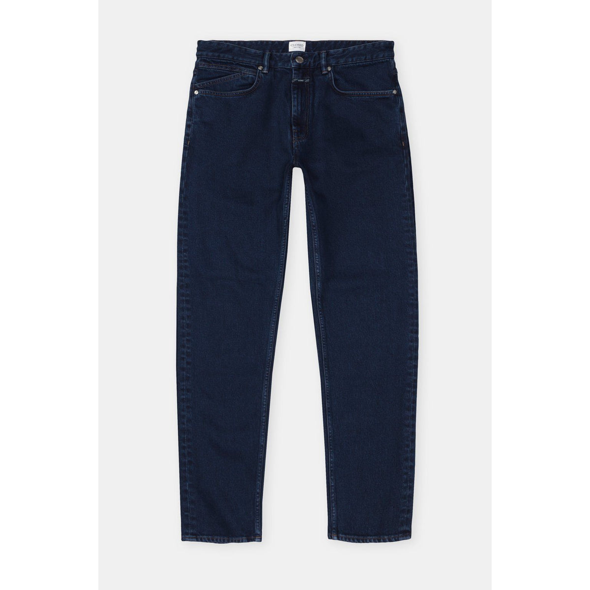 Men's Dark Blue Cooper True Comfort Stretch Jeans by Closed Men's, showing the fitted denim with classic five-pocket design.