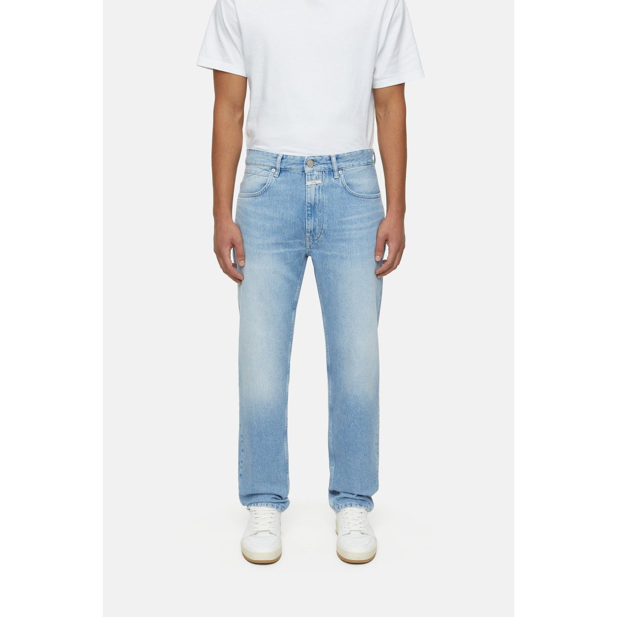 Men's Cooper True Light Blue Jeans by Closed Men's, front view showing classic fit and denim texture