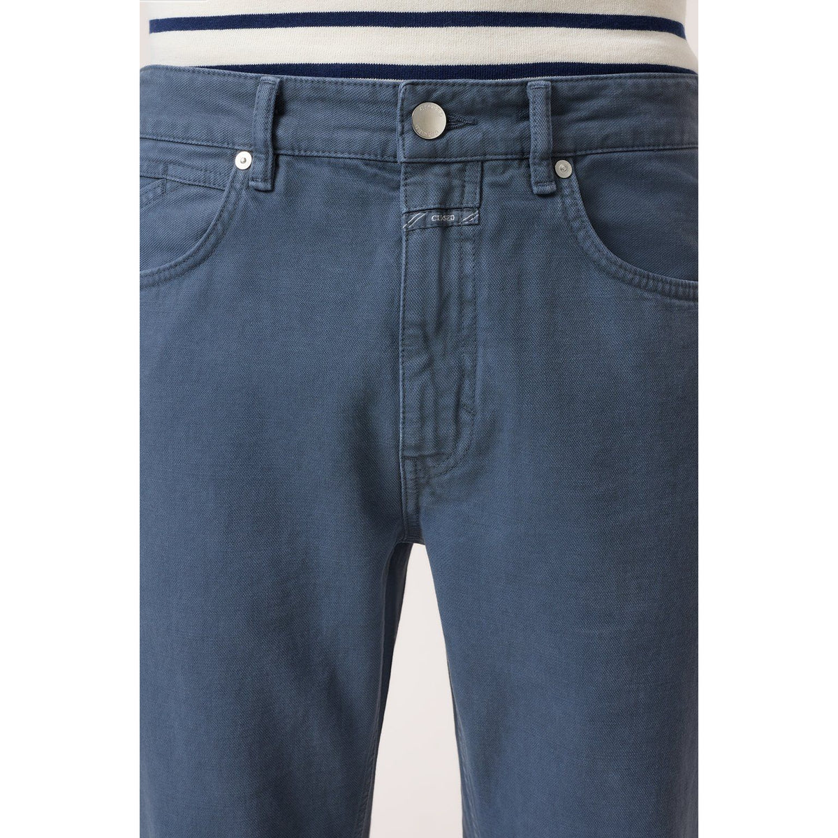 Men's Cooper True Regular Jean in Smoky Blue by Closed Men's, showing the classic fit and denim fabric detail.