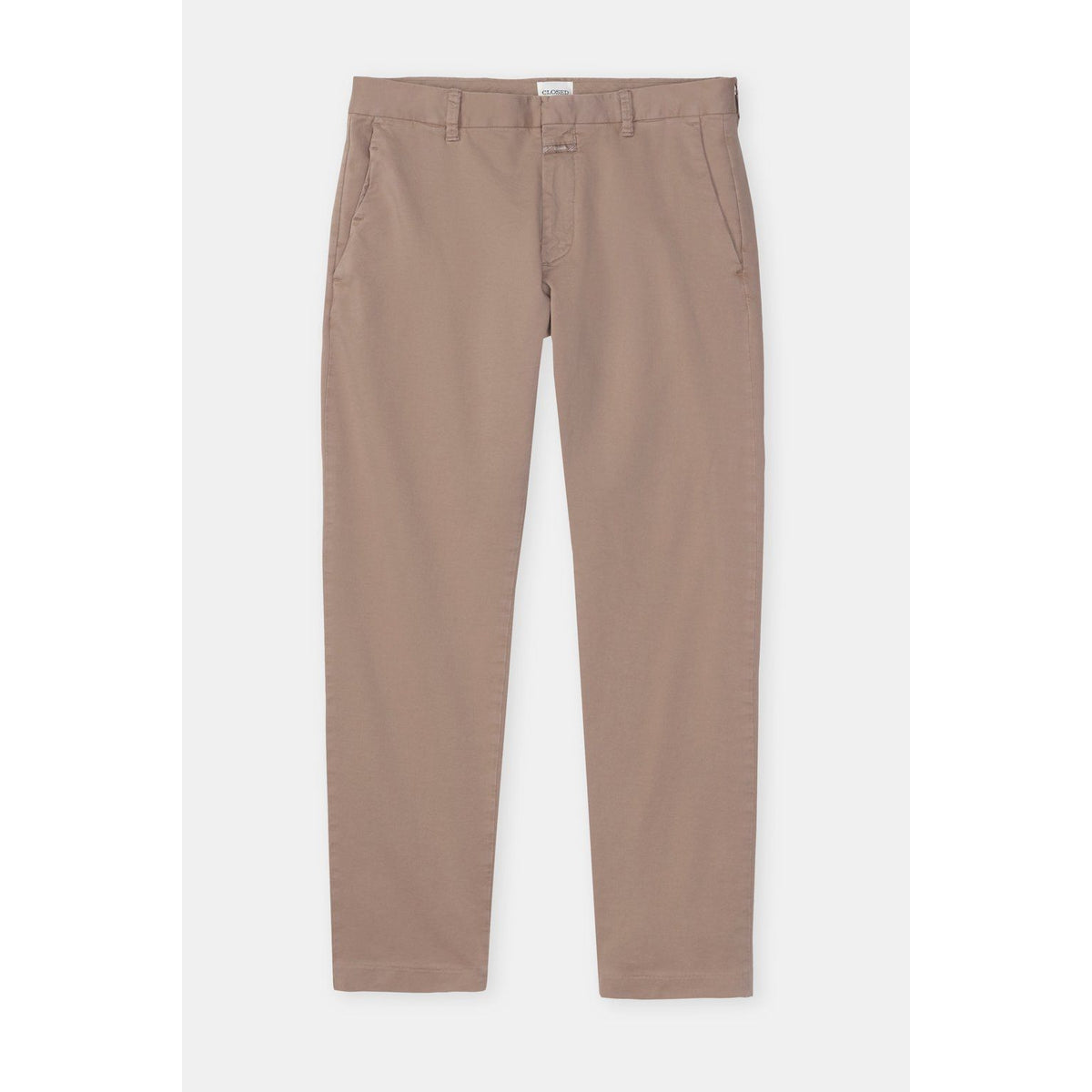 Men's Clifton True Slim Pant in Cashew Cream by Closed Men's, showing the tailored fit and lightweight fabric.
