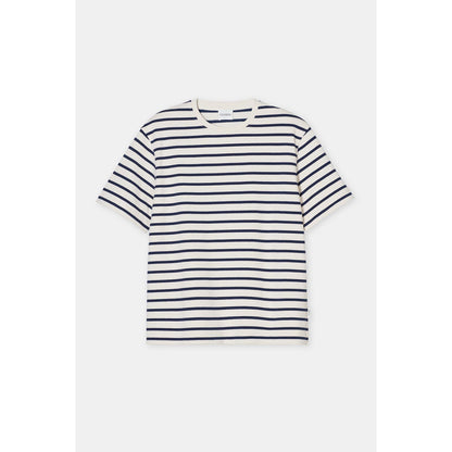 Men's ivory cotton striped T-shirt by Closed Men's, featuring a casual fit and classic striped pattern.