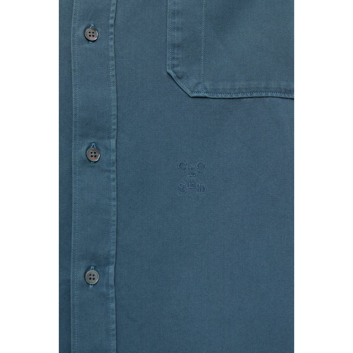 Men's formal army shirt in graphite blue by Closed Men's, shown with collar and button details on a plain background.