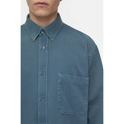 Men's formal Army shirt in graphite blue by Closed Men's, featuring a tailored fit and button-down collar.