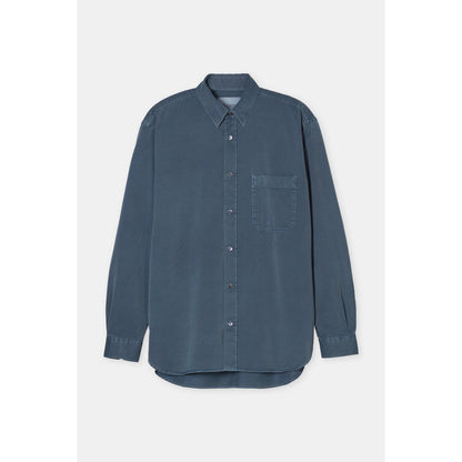Men's formal Army shirt in graphite blue by Closed, featuring a tailored fit and button-down collar.