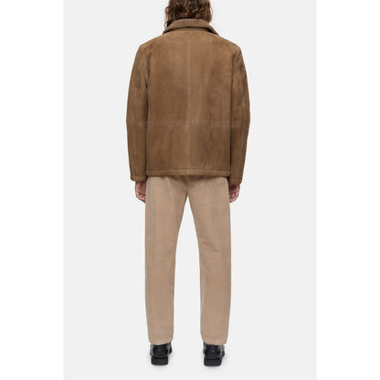 Men's chestnut lambskin jacket by Closed Men's, showcasing a stylish leather outer with a classic fit and smooth texture.